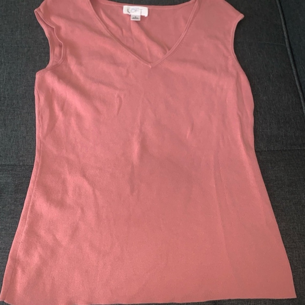 LOFT Women's Pink V-Neck Tank Top